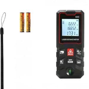 New hand tools B-Series100 Meter Range, Digital Laser Distance Meter with Bubble Level, with M/in/Ft Unit to Measure Length, Area, Volume with Backlit LCD and Pythagorean Mode.