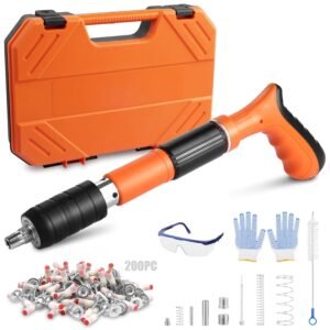 New hand tools Mini Steel Nail Gun 5 Gears Power Adjustable Wall Nail Guns for Ceiling，Manual Steel Nails Gun Tool, Concrete Nail Gun, Mini Portable Nail Shooting Machine with 200 Nails (Nail Gun Set)