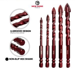 NEWHANDTOOLS Drill Bit Set 5 Pcs for Metal, Brick, Glass, Ceramic Tile Plastic Wood Size 5mm-10mm